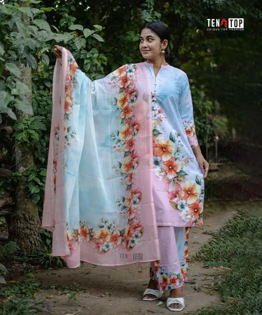 Womens Pastel Floral Printed Three Piece Set