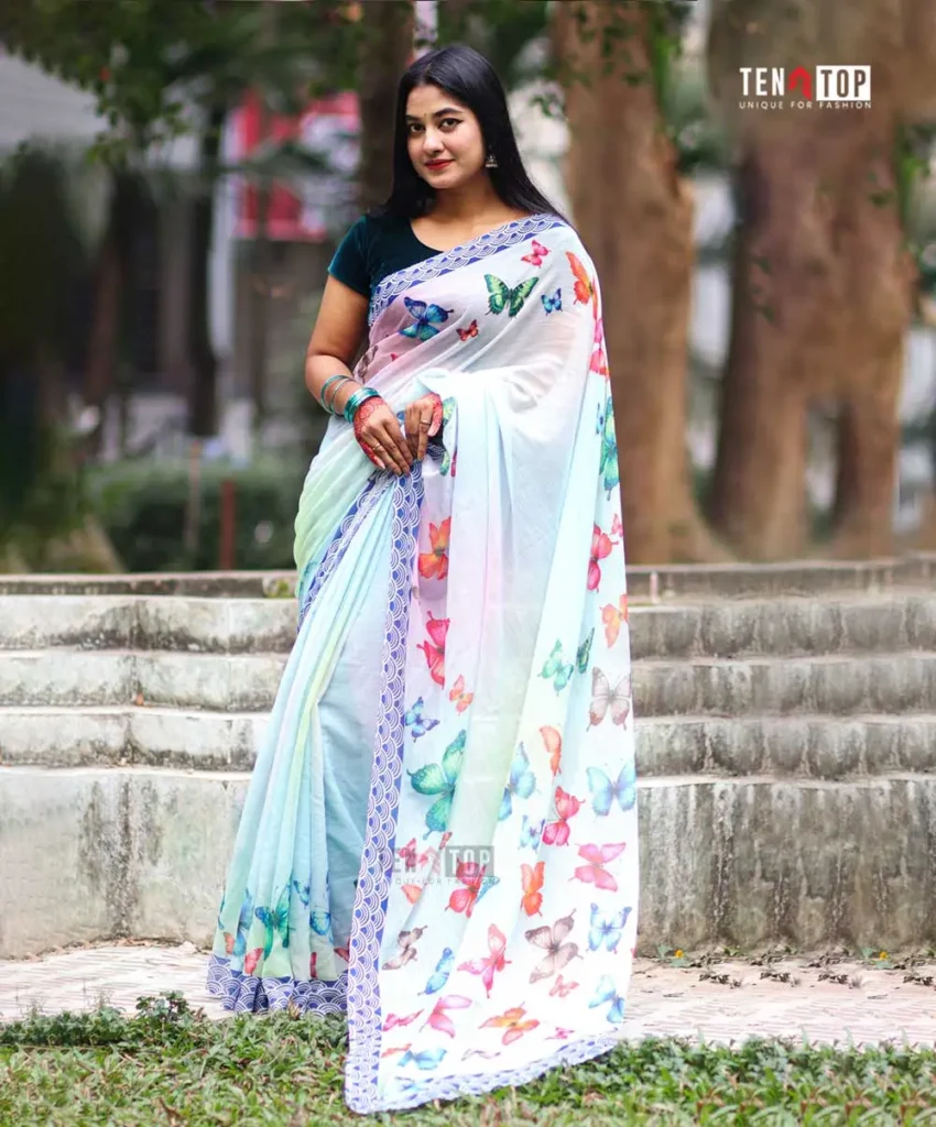 Butterfly Premium Chinon georgette Saree