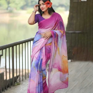 Premium Chinon georgette Marble design Saree