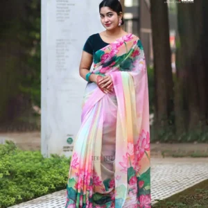 Premium Chinon georgette Lotus Saree